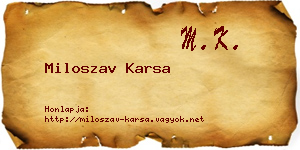 Miloszav Karsa névjegykártya